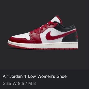 Nike air Jordan 1 lows red black and white size W 9.5, M 8. Brand new!